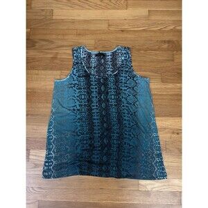 Y2K Women’s Blue/Black Animal Print Knit Round Neck Sleeveless Tank Top L